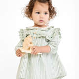Sara Baby Dress - Sage Chevron Stripe