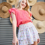 Scottie Skirt - Blue Floral Block Print