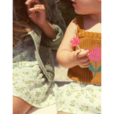 Short Skirt - Ecru W/ Yellow Flowers Allover