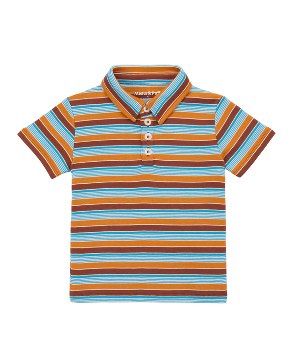 Short Sleeve Polo - Bright Sky Avenue Stripe