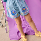 Shorts Maïwen Cotton Voile - Stone Blue