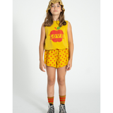 Shorts W/ Fringes - Mustard W/ Red Hearts Allover