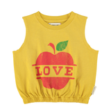 Sleeveless Top - Mustard W/ Apple Print