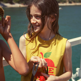 Sleeveless Top - Mustard W/ Apple Print