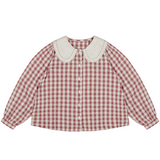 Smocked Catherine Blouse - Seersucker Gingham in Apple Butter