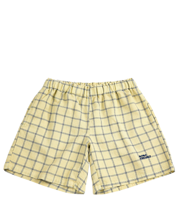 Spicy Window Pane Woven Bermuda Shorts - Yellow