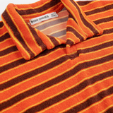 Striped Brick Terry Cloth Polo - Orange