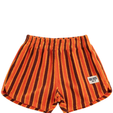 Striped Brick Terry Cloth Shorts - Orange