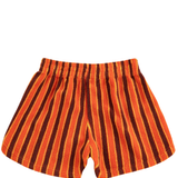 Striped Brick Terry Cloth Shorts - Orange