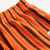 Striped Brick Terry Cloth Shorts - Orange