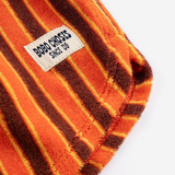 Striped Brick Terry Cloth Shorts - Orange