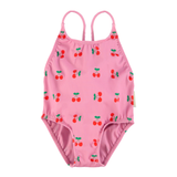 Swimsuit W/ Crossed Straps - Pink W/ Cherries Allover