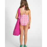 Swimsuit W/ Crossed Straps - Pink W/ Cherries Allover