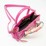 Hot Pink Crocodile Pony Handbag