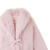 Girl Tabitha Faux Fur Coat With Shawl Collar - Pink