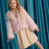 Girl Tabitha Faux Fur Coat With Shawl Collar - Pink