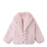 Girl Tabitha Faux Fur Coat With Shawl Collar - Pink