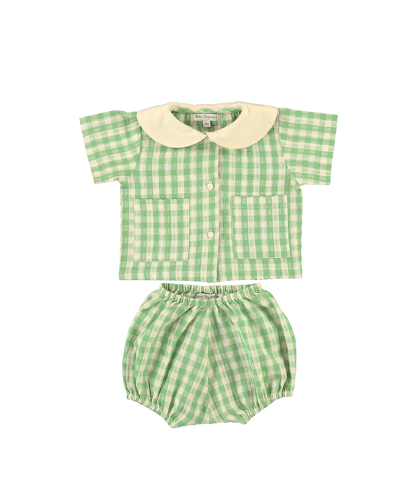 Teo Baby Set - Green Gingham