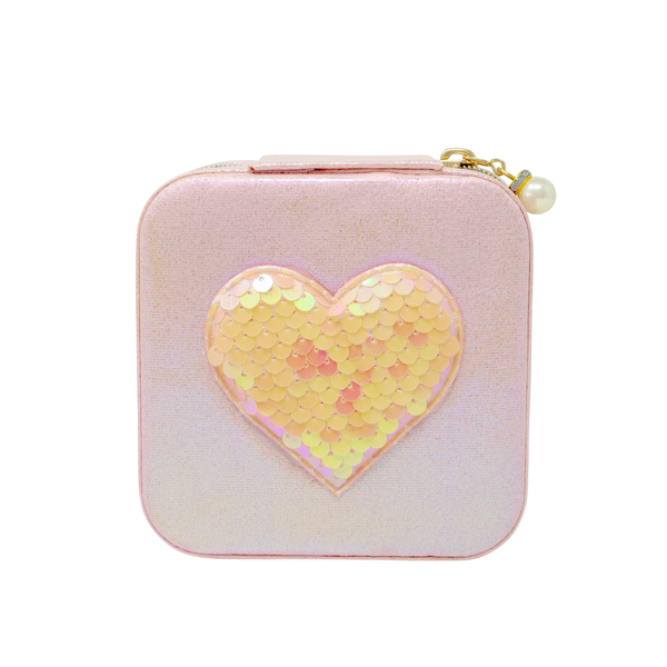 Girl's Sparking Sequin Heart Jewelry Box: Pink