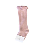 Ruffle Knee High Solid Color Socks: Blush Pink