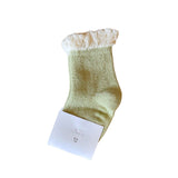 Ruffle Mid Calf Solid Color Socks: Sage Green
