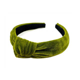 Velvet Knotted Headband: Moss