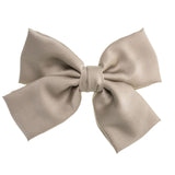 Large Glossy Satin Hairbow: Taupe