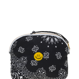 Small Toiletry Bag - HAPPY FACE - All Black