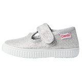 Velcro T- Strap - Silver Sparkle