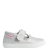 Velcro T- Strap - Silver Sparkle