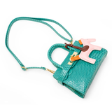 Vivid Crocodile Pony Handbag - Green