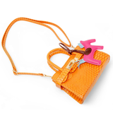 Vivid Crocodile Pony Handbag - Orange