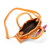 Vivid Crocodile Pony Handbag - Orange