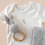 Cotton Rattle Teether - Grey Bunny