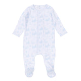 Holiday Toile Footie - Light Blue