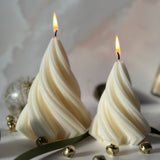 Large Swirl Christmas Tree Candle - Cream