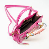 Crocodile Scarf Handbag - Hot Pink