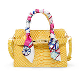Vivid Crocodile Scarf Handbag: Yellow