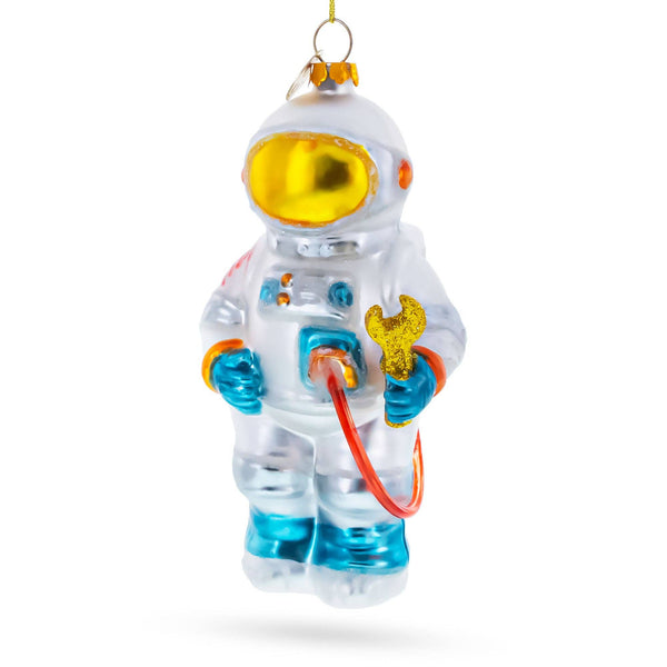 Astronaut with Tool Glass Ornament