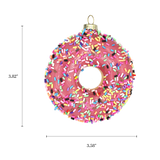 Pink Sprinkles Donut, Novelty Glass Dessert Holiday Ornament