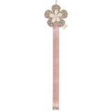 Wall-mounted barrette holder - Retro flower (Pink)