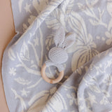 Cotton Rattle Teether - Grey Bunny