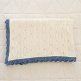 Knit Pointelle Blanket - Milk & Blue Jay